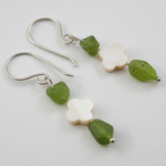 Peridot & Mother Of Pearl Clover Earrings