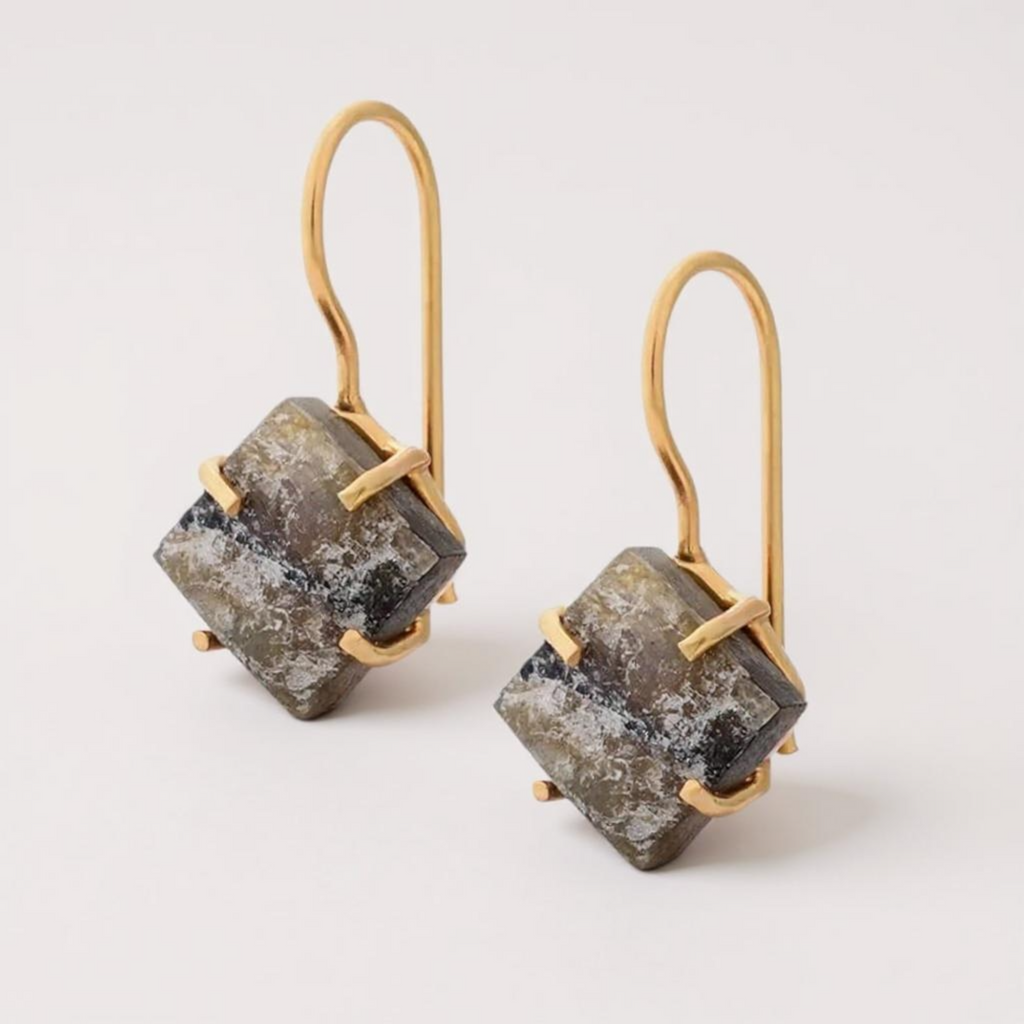 Gold Vermeil Rough Labradorite Earrings
