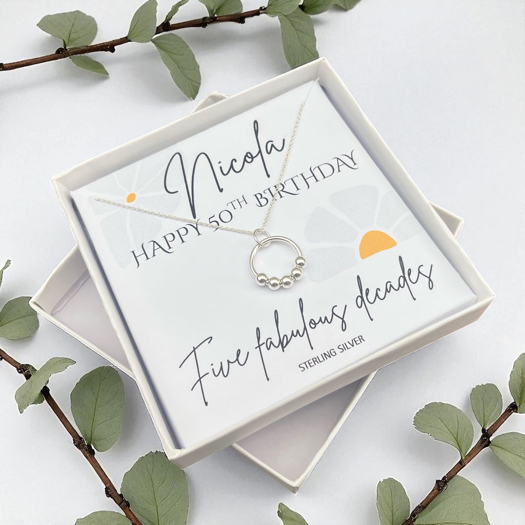50th Birthday Gift Sterling Silver Necklace