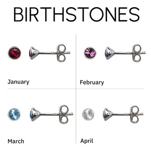 Sterling Silver Birthstone Stud Earrings
