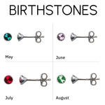 Sterling Silver Birthstone Stud Earrings