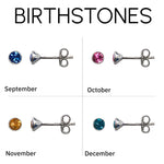 Sterling Silver Birthstone Stud Earrings