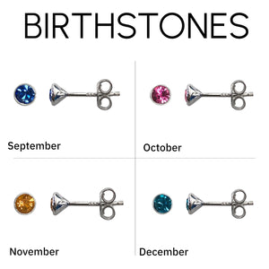 Sterling Silver Birthstone Stud Earrings