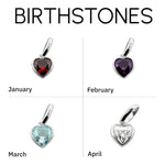 Sterling Silver Birthstone Necklace With Heart Charm