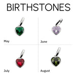 Sterling Silver Birthstone Necklace With Heart Charm