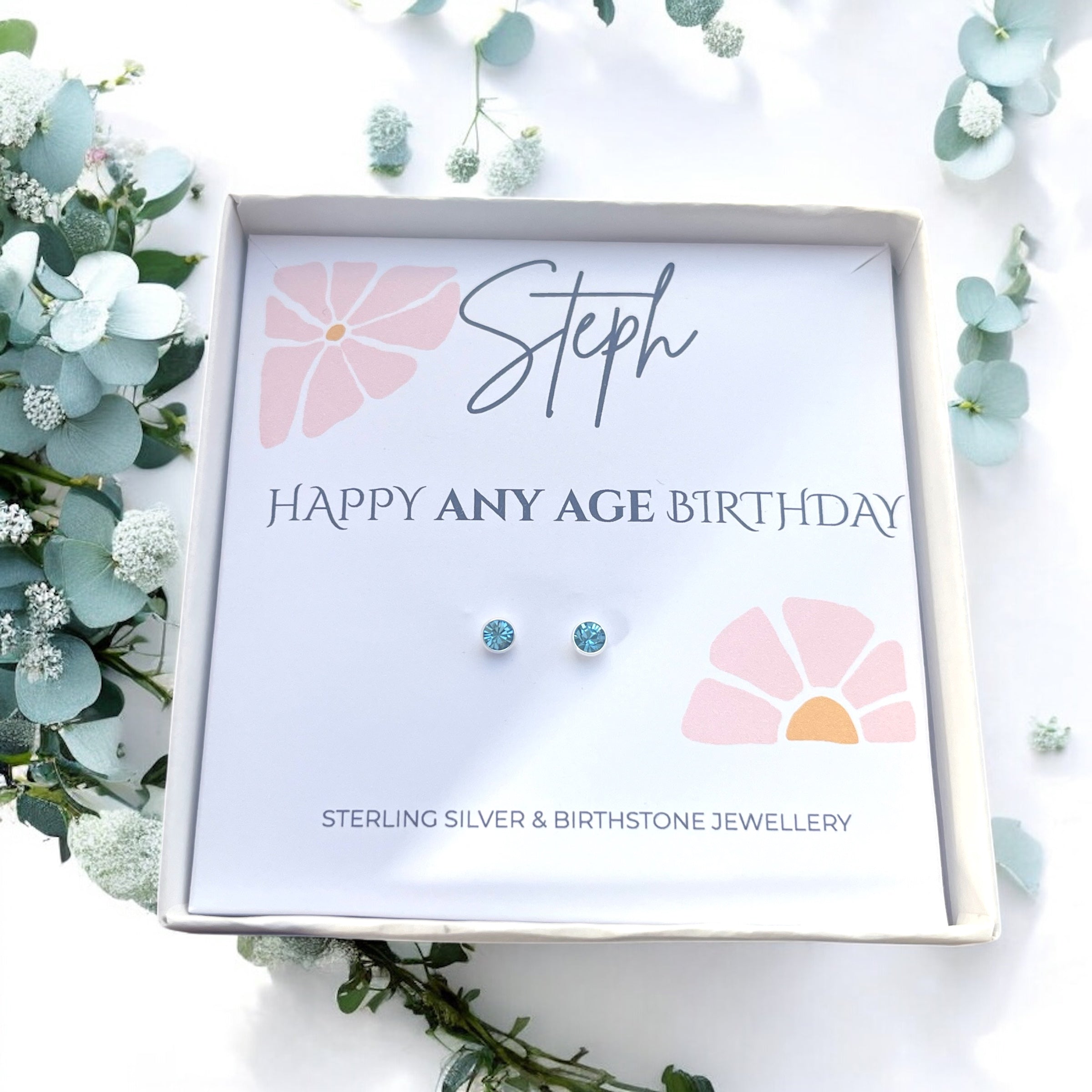 Sterling Silver Birthstone Stud Earrings