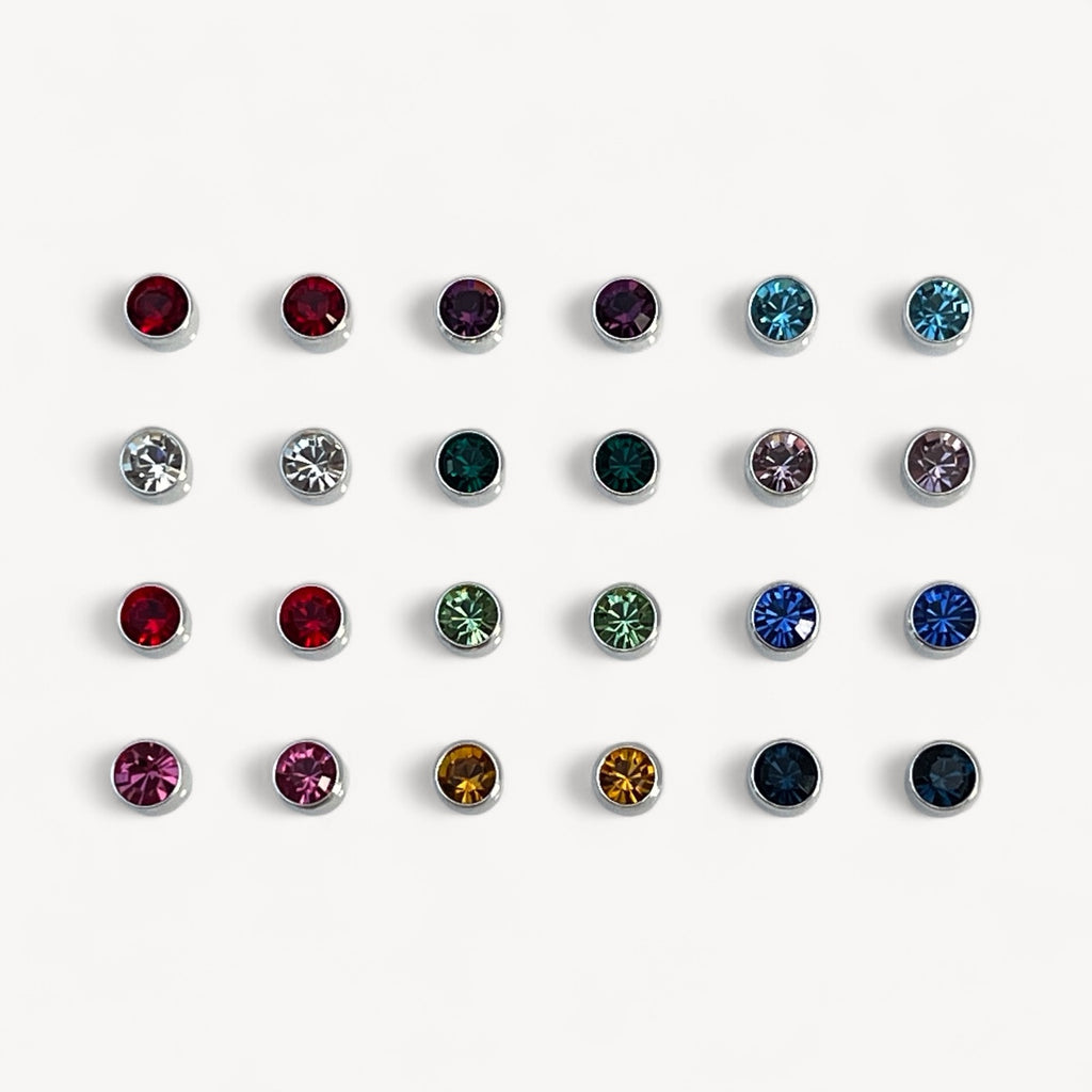 Sterling Silver Birthstone Stud Earrings