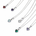 Sterling Silver Birthstone Necklace With Heart Charm