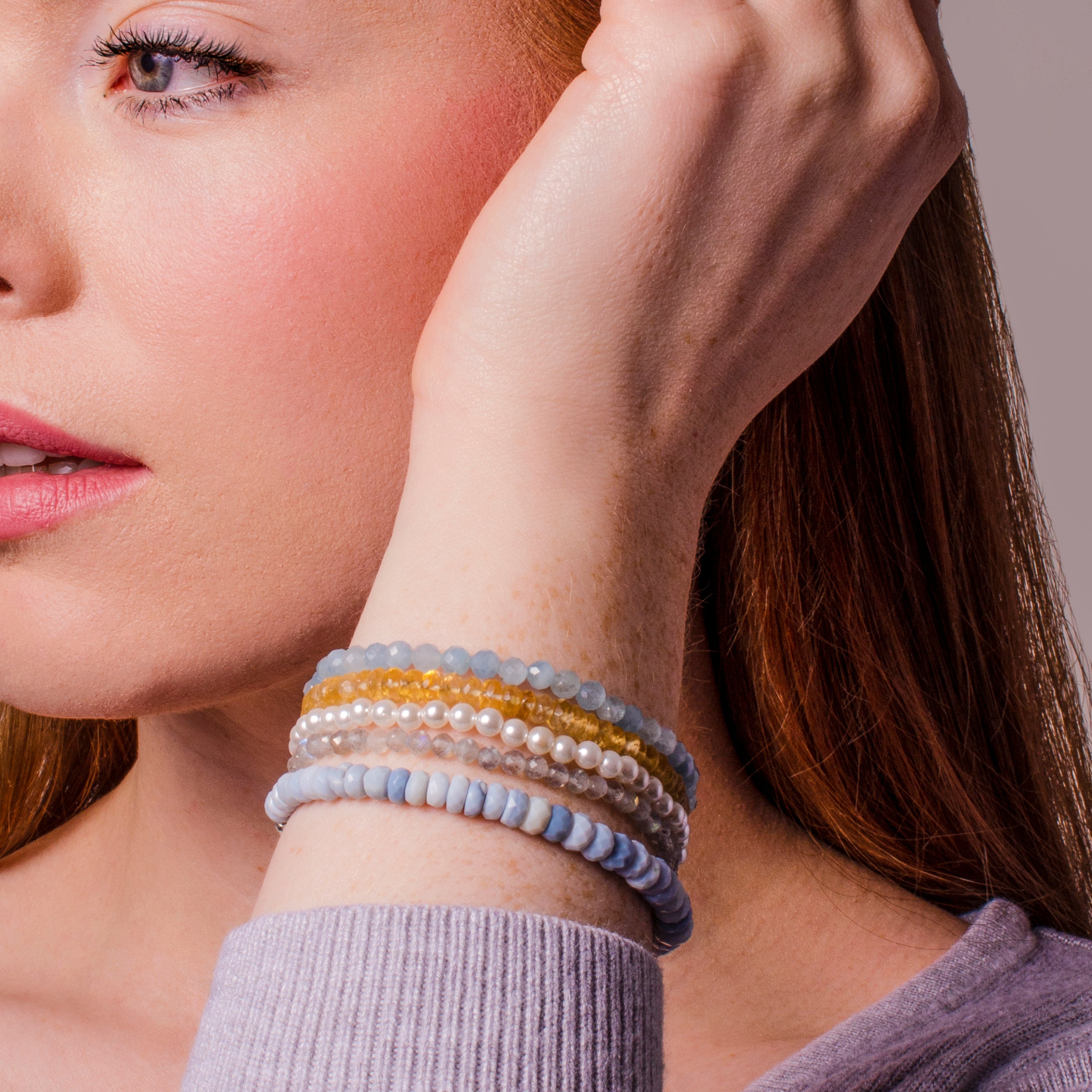 amethyst stacking bracelet, handmade, Feb birthstone