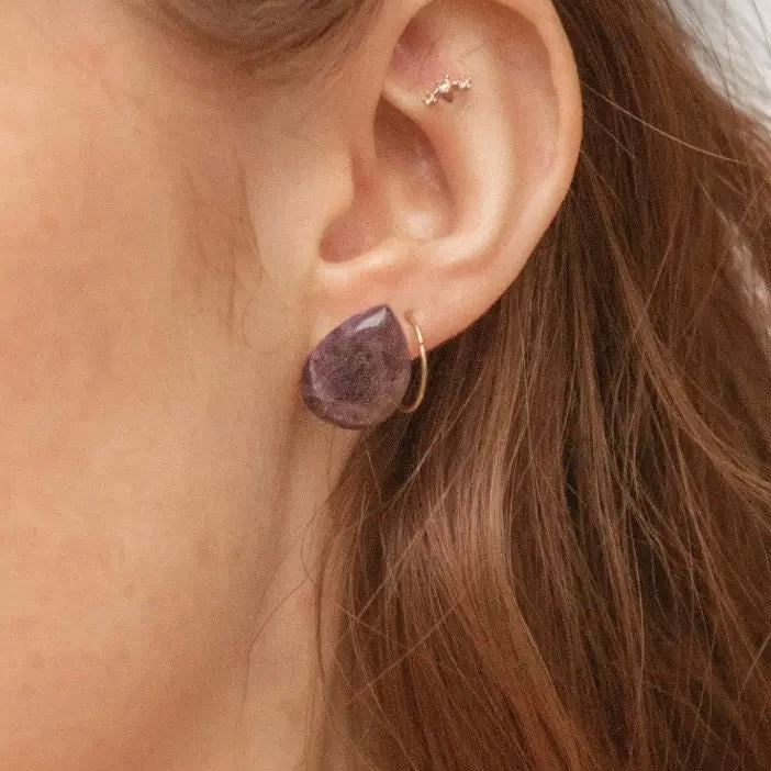 sterling silver amethyst raindrop stud earrings 