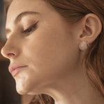 Rose Quartz Raindrop Stud Earrings worn