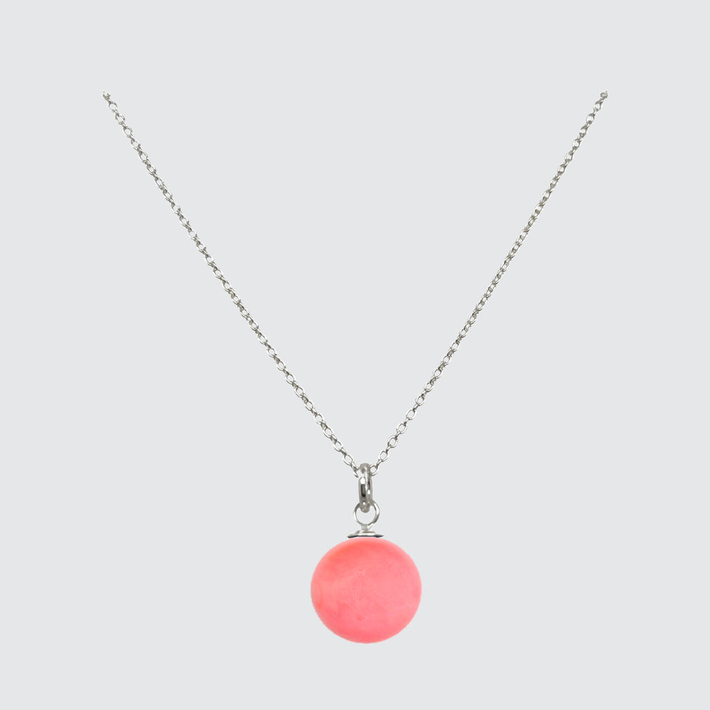 sterling silver single gemstone necklace coral