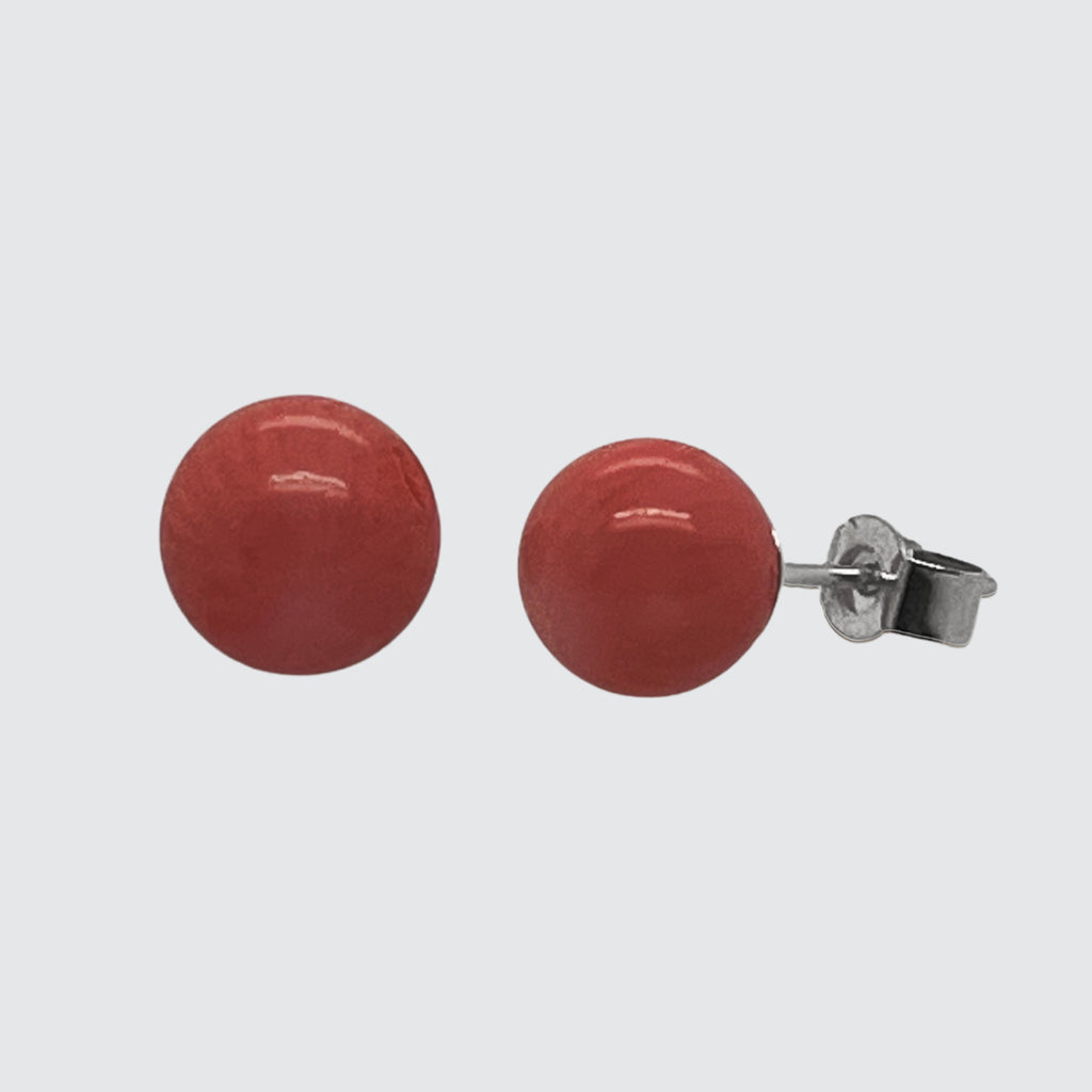 sterling silver coral stud earrings handmade