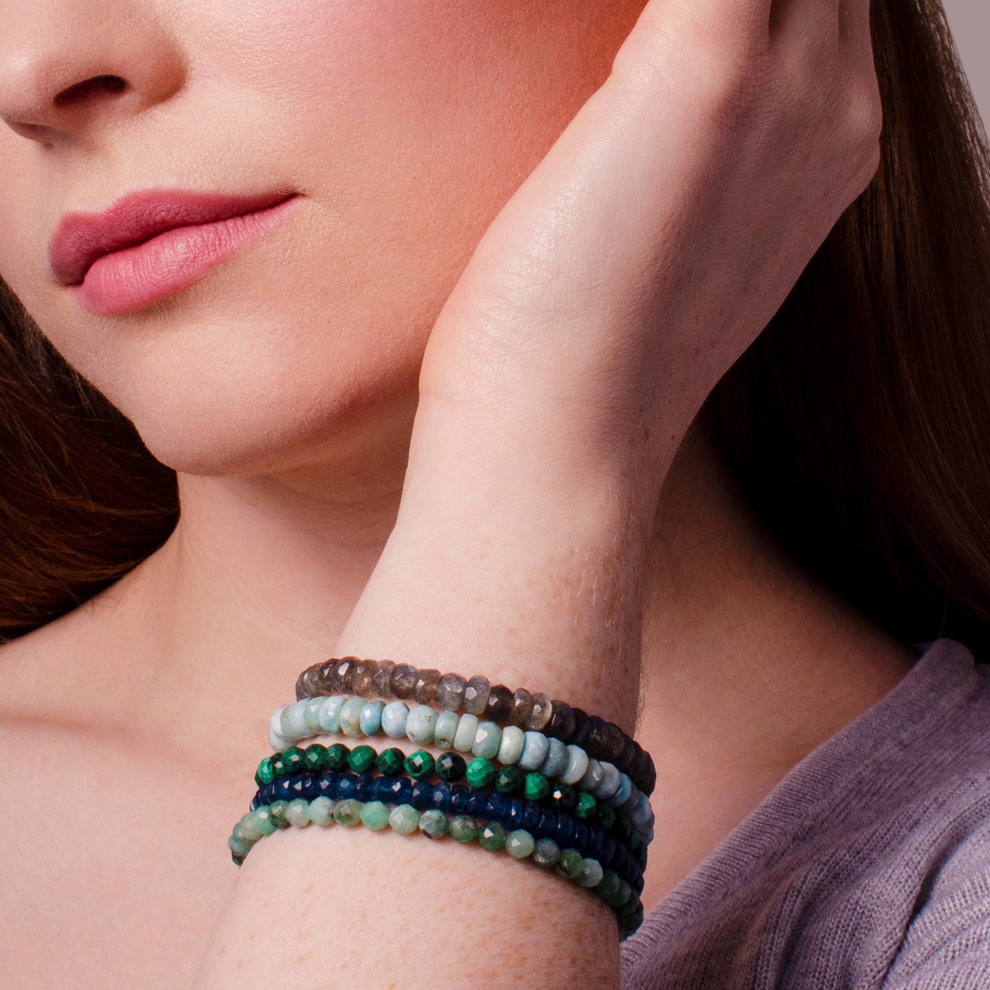 malachite bracelet with other RedDolly handmade jewellery