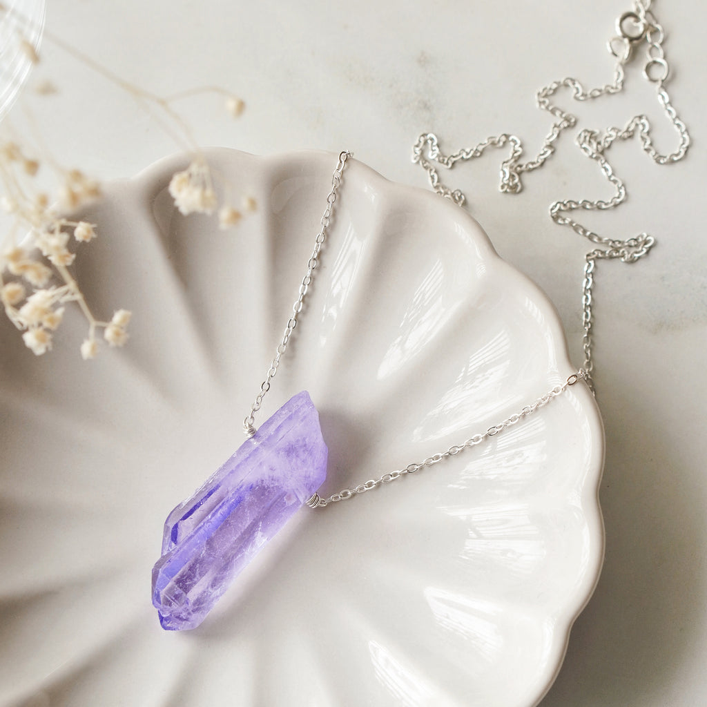Purple Agate Bar Necklace