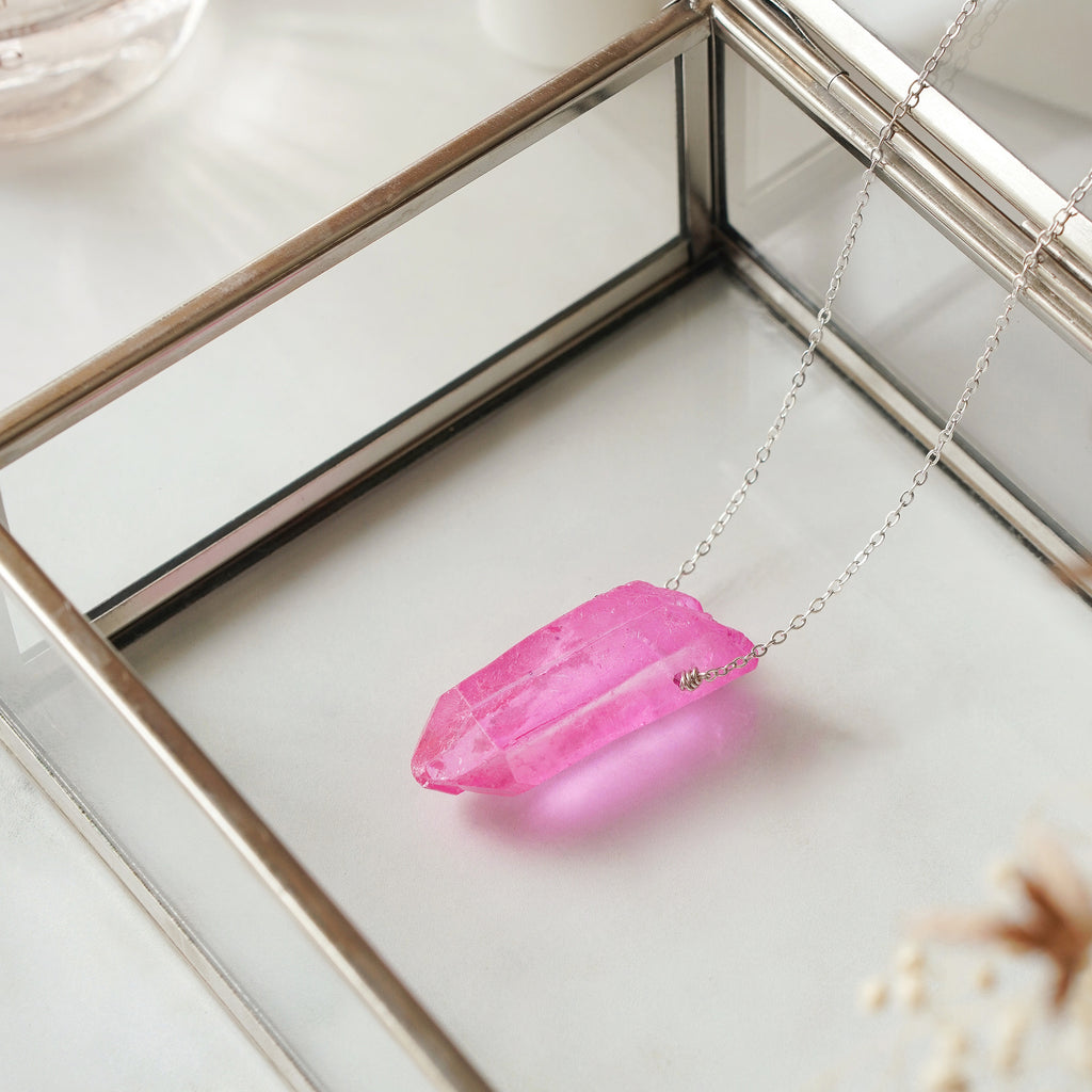 Pink Agate Bar Necklace